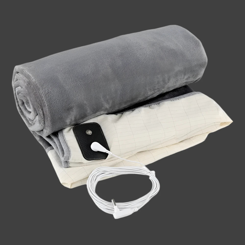 Embroidered Pattern Knitted EMF Grounding Flannel Blanket Anti-Radiation Earthing Bedding for Pregnant Women Babies Warm