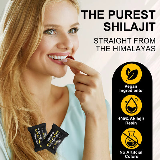 OEM 100% Natural Organic 3000MG Shilajit Gold Gummies Premium Pure Himalayan Shilajit Gummies with Ashwagandha