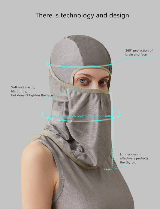 Ultimate EMF Protection Two in One Hood Mask Faraday Balaclava 5G Anti-Radiation Rf&Wifi Shielding Brain Face Shield Tech-Wear
