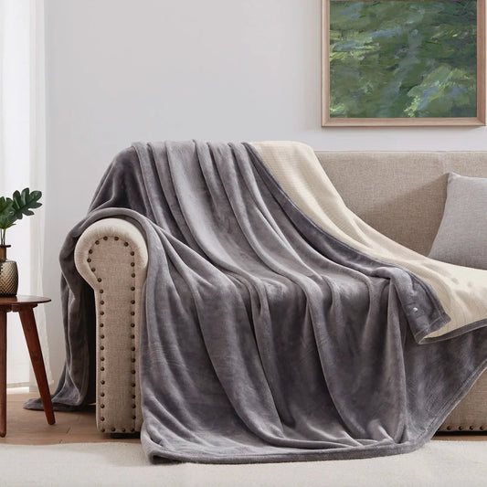 Embroidered Pattern Knitted EMF Grounding Flannel Blanket Anti-Radiation Earthing Bedding for Pregnant Women Babies Warm