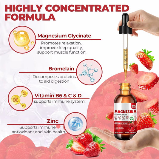 Wholesales Private Label Magnesium Glycinate Liquid Drops- 1500Mg Maximized Absorption Magnesium Complex